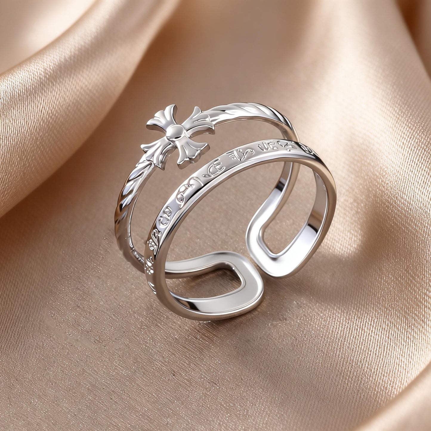 Steel Open-end Niche High-grade Fashion Trend Affordable Luxury Style Ring