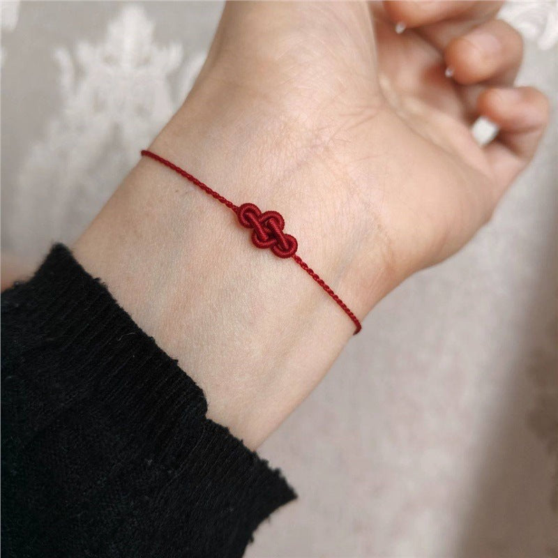 Women's Hand-knitted Fine Red Rope Simple Life Foot Chain Bracelet