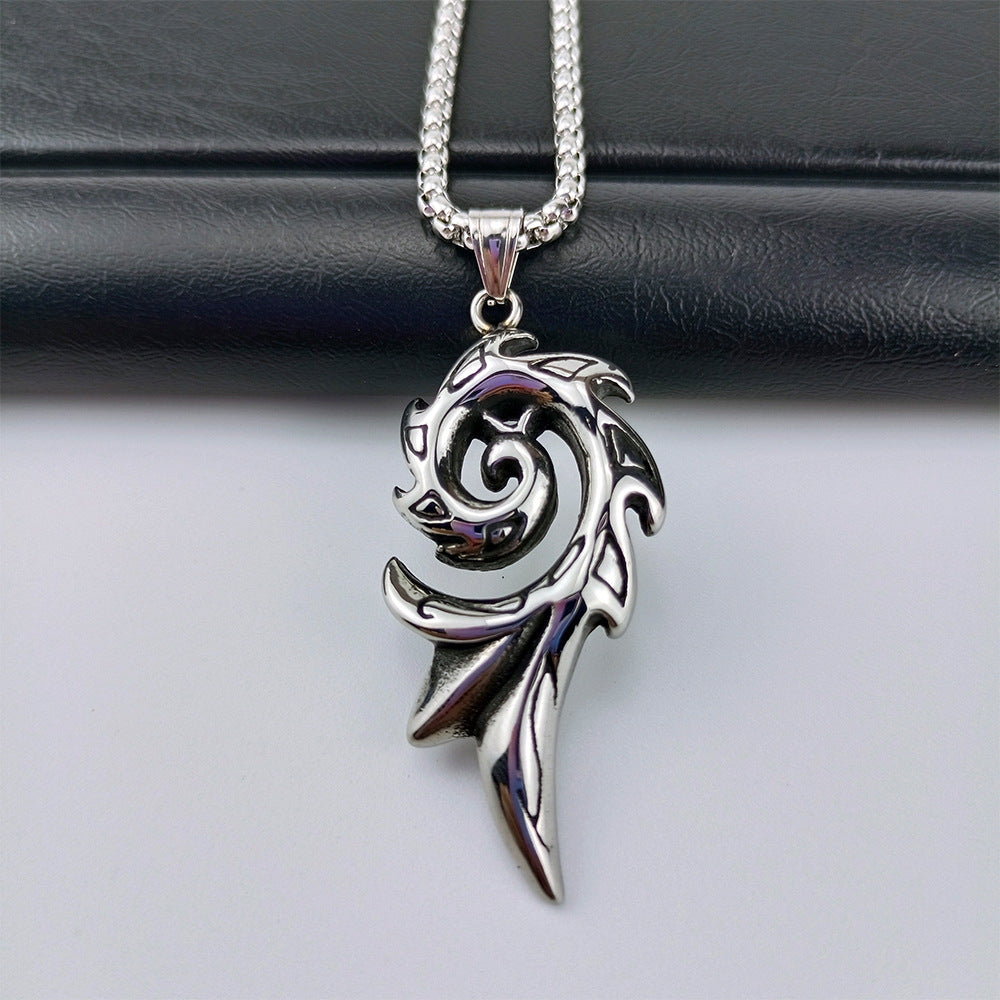 Men's Personality Phoenix Flame Titanium Steel Boys Square Pendants
