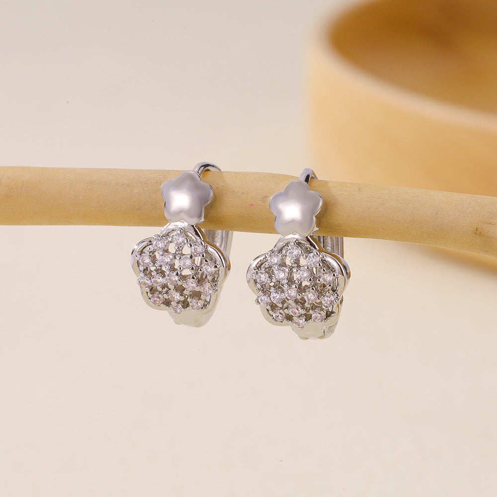 Women's Selection Fashionable Multi Zircon Inlaid Zirconium Earrings