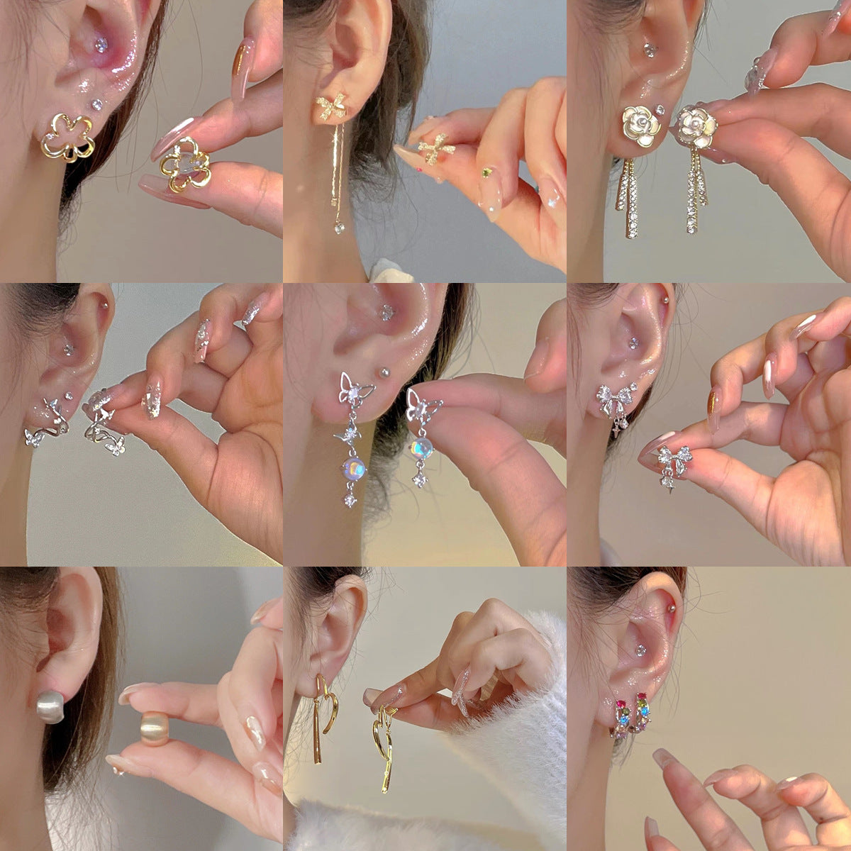 Cold Butterfly Asymmetric Temperament Simple Light Earrings
