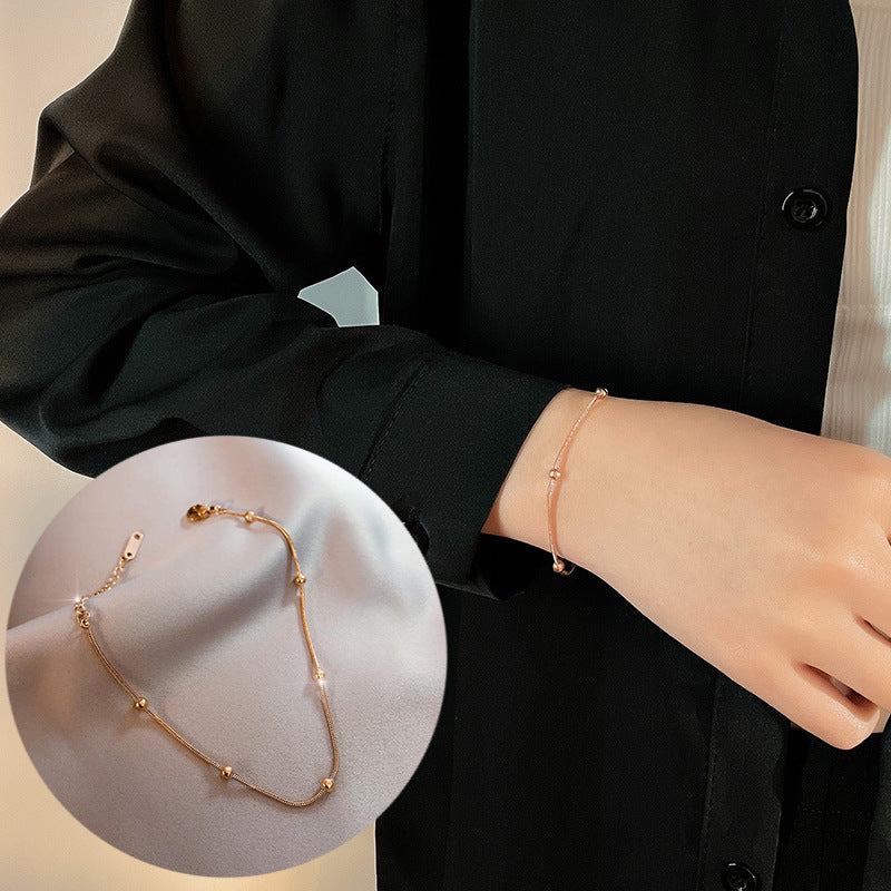 Simple Popular Titanium Steel Female Round Beads Bracelet
