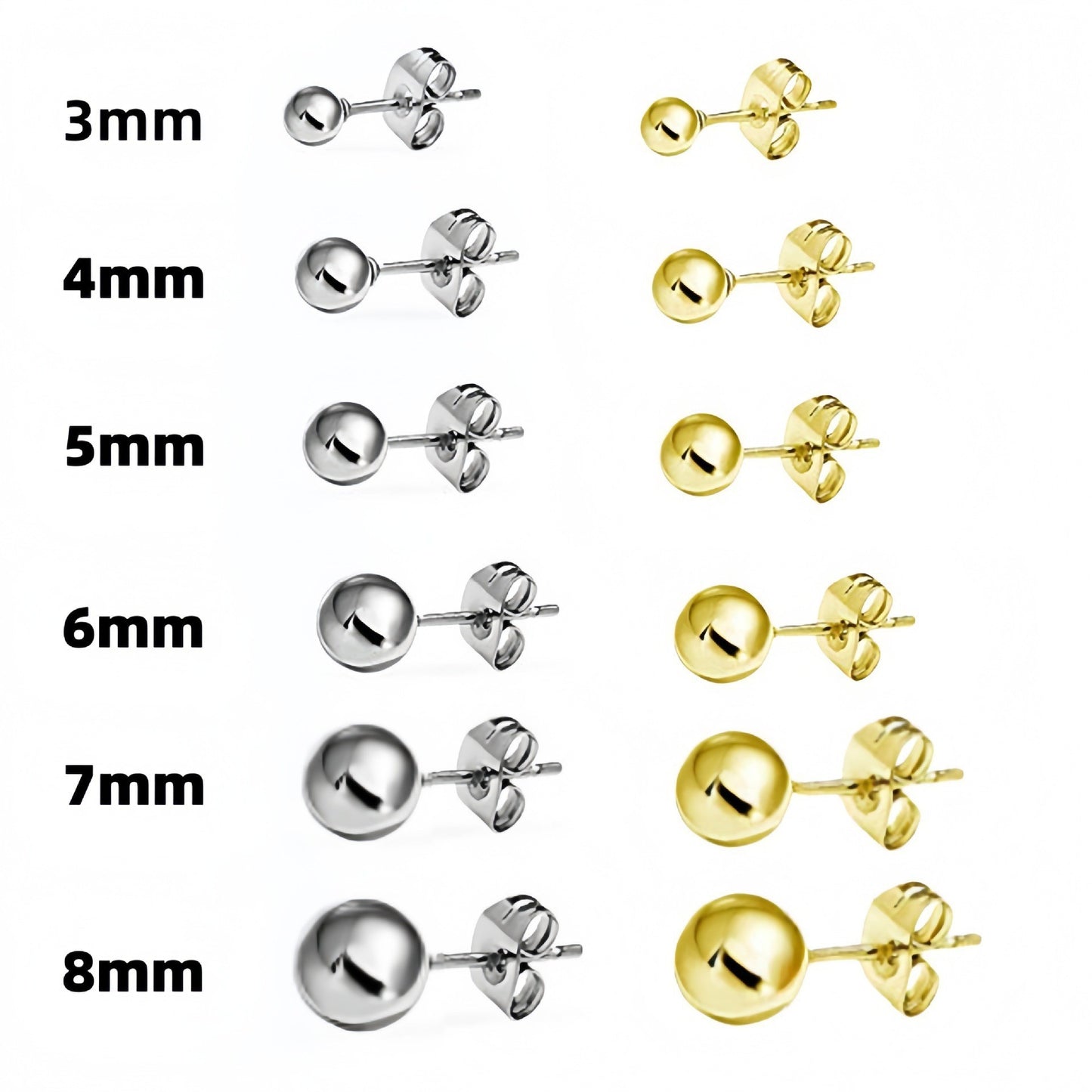 Men's & Women's Bead Bean-shaped Auricular Needle Electroplated Stainless Steel Stud Earrings