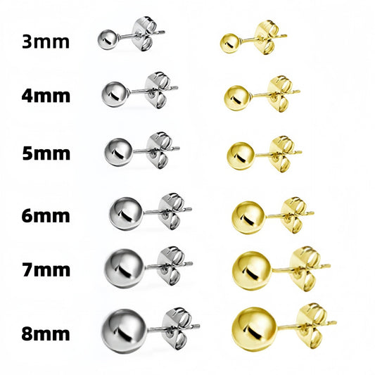 Men's & Women's Bead Bean-shaped Auricular Needle Electroplated Stainless Steel Stud Earrings