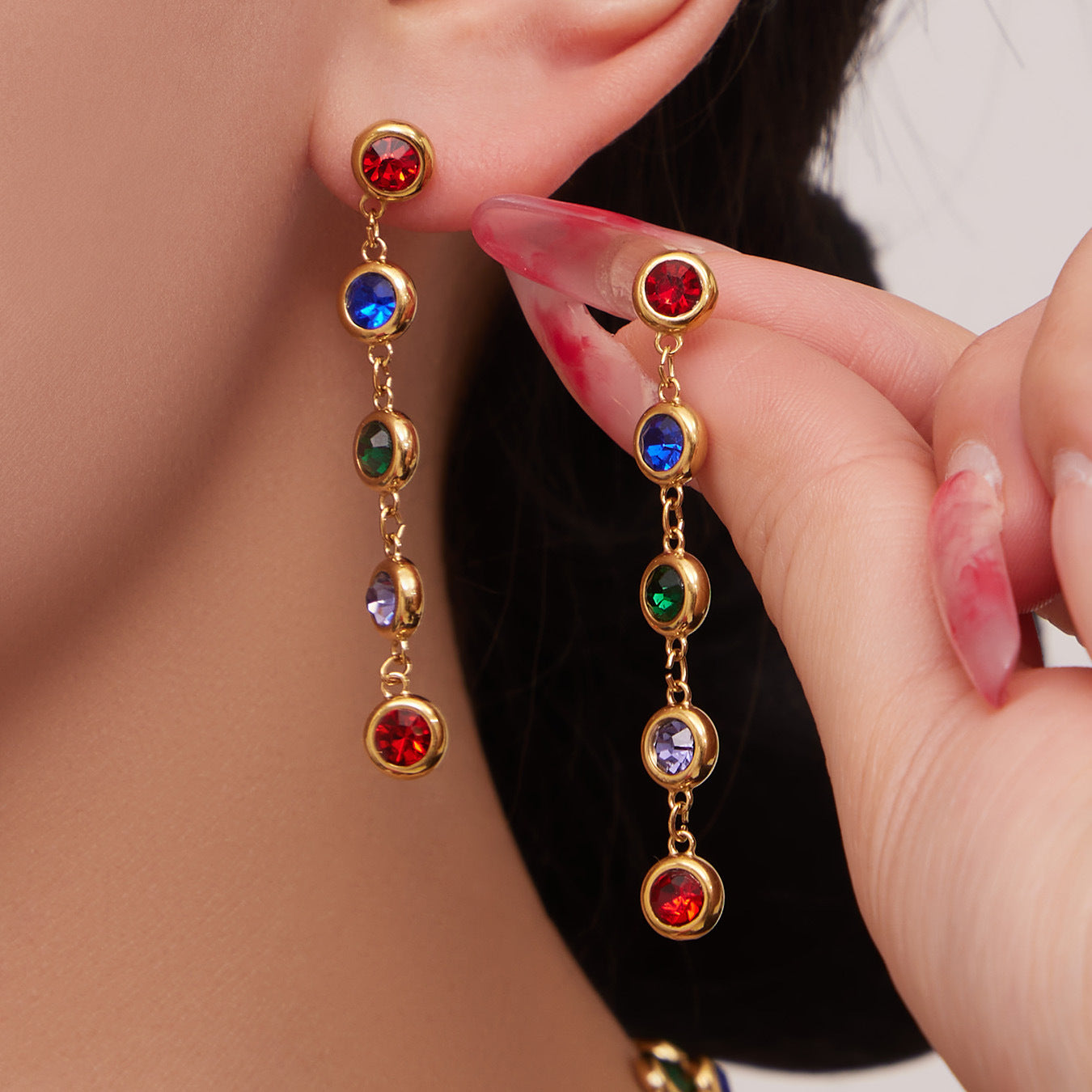 Stainless Steel Full Rhinestone Zircon Fashion Personalized Graceful Wild Light Jewelry Set