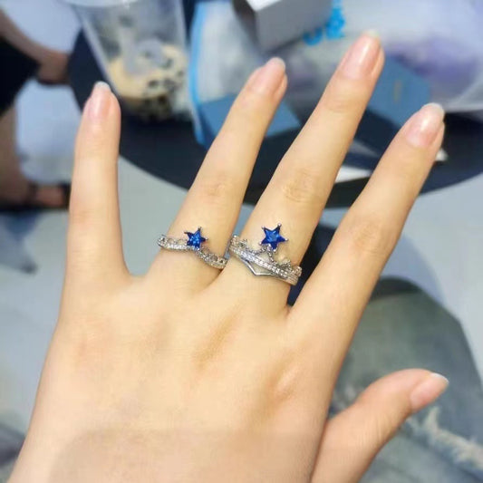 Twin High-grade Star Card Crown Open Rings