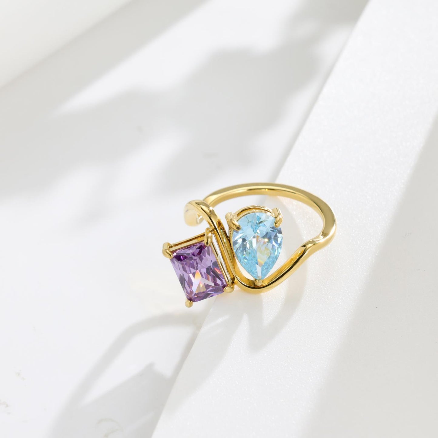 Gift Gemstone Stainless Steel Colored Gems Female Rings