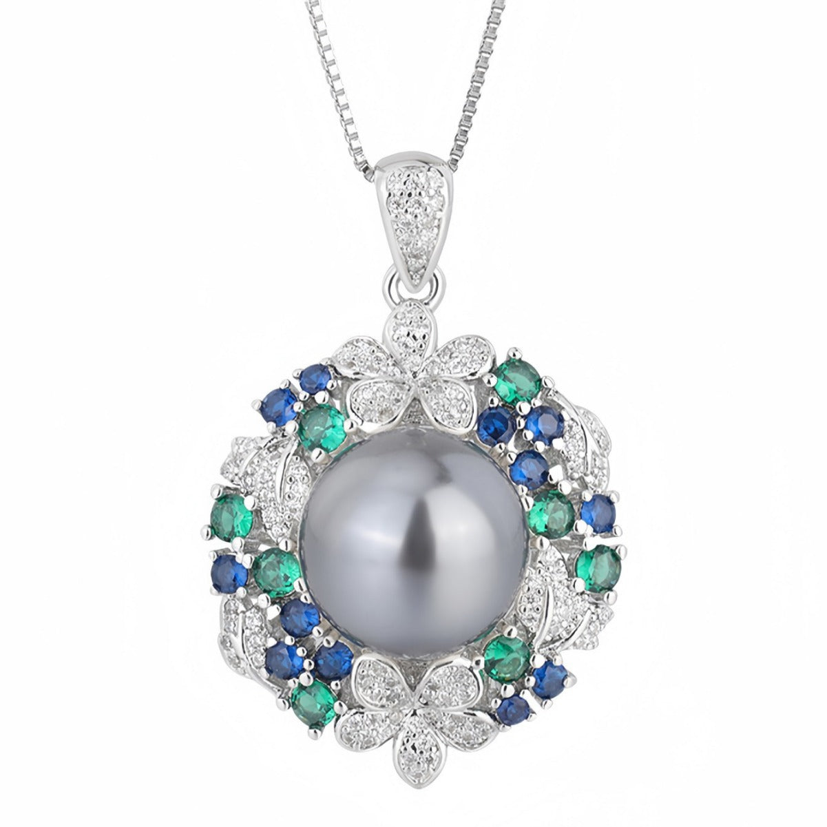Women's Emerald Sunflower Pearl High-grade Ear Jewelry Set