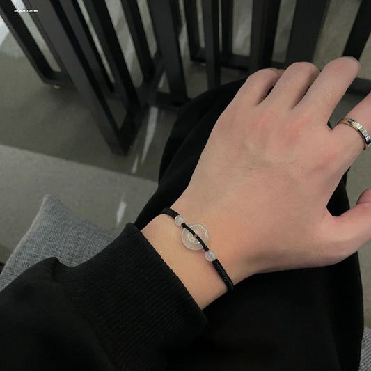 Women's & Men's Couple Pair Imitation Jade Woven Hand Strap For Girlfriend Safety Bracelet