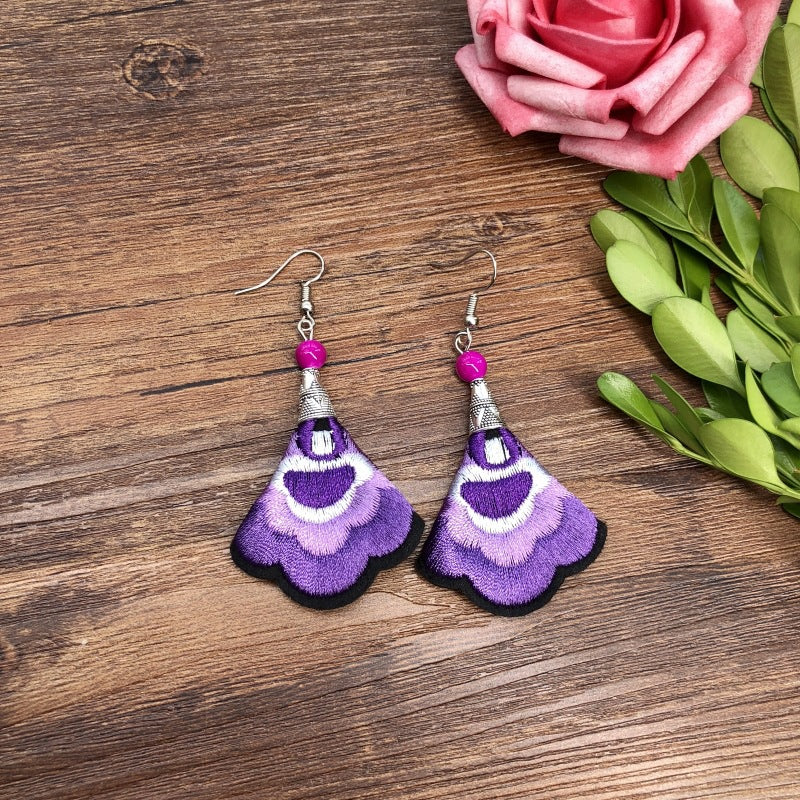 Fabric Yunnan Simple Flower Tassel Female Earrings