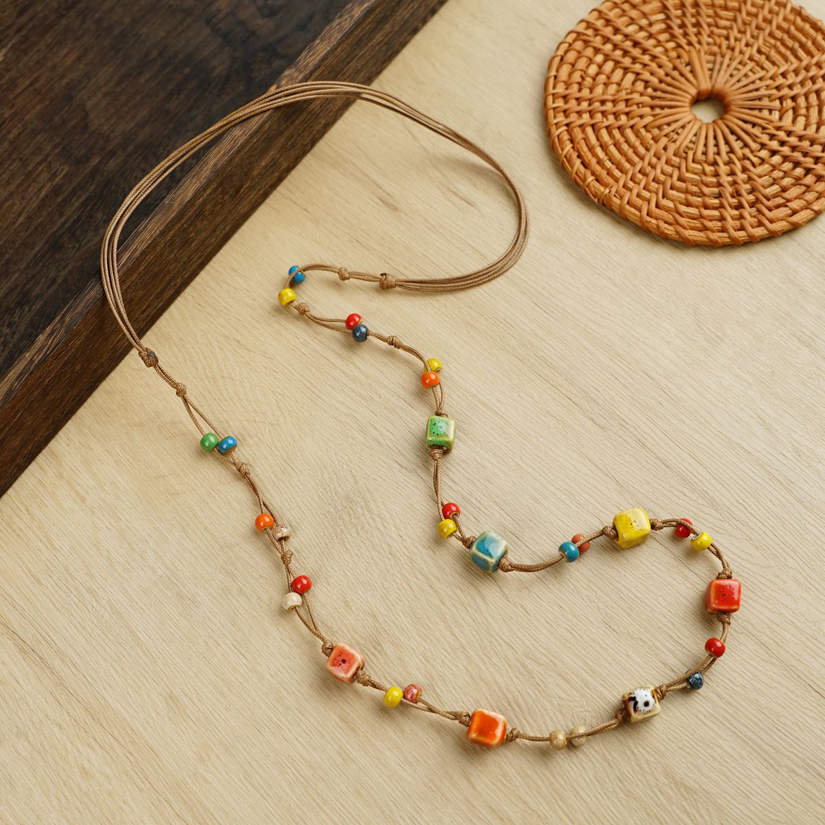 Ceramic Dopamine High Sense Colored Loving Heart Long Necklaces