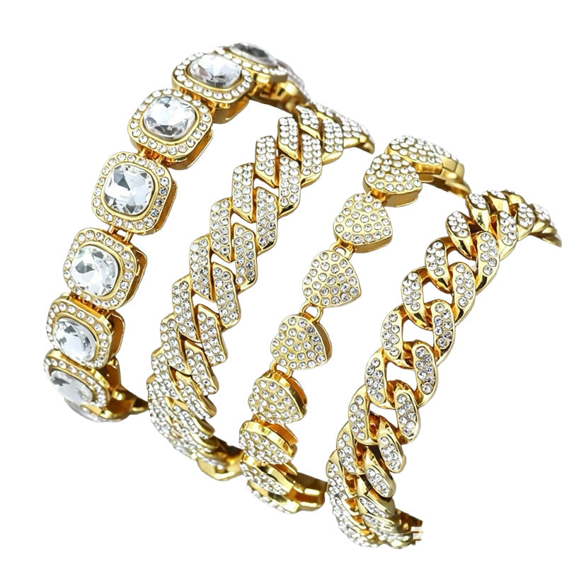 Women's & Men's Cuban Link Chain Hip Hop Alloy Affordable Luxury Bracelet