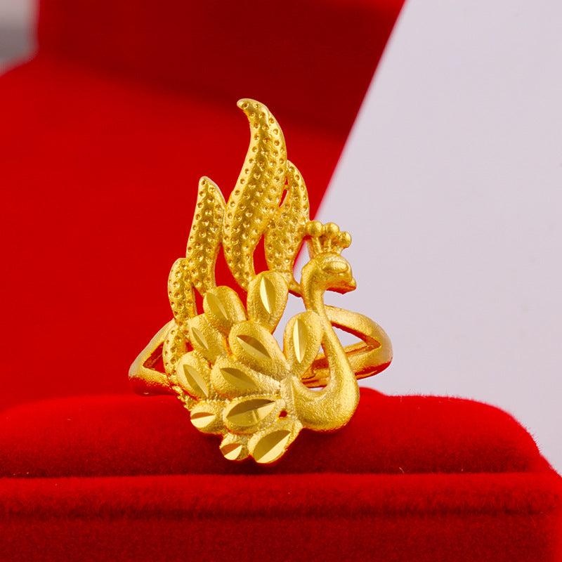 Women's Big Flower Mouth Tin Brass Plated Rings