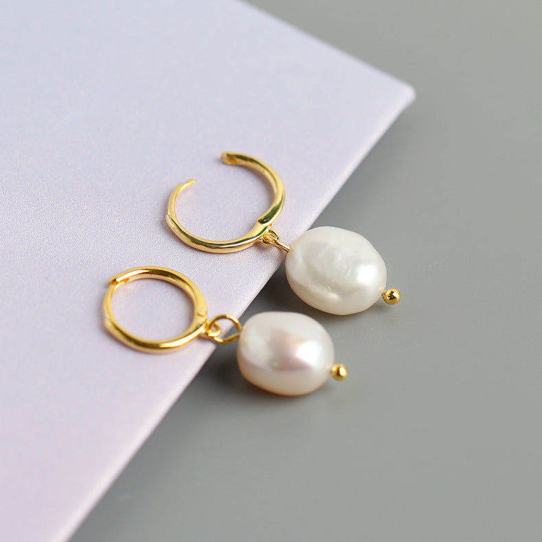 Women's Irregular Baroque Pearl High-grade Light Luxury Temperament Ear Earrings