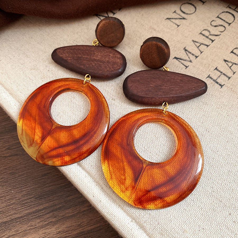 Women's Needle Geometric Irregular Resin Fashionable Retro Earrings