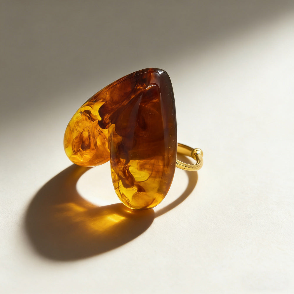 Resin Love Stainless Steel Open Personality Elegant Ring