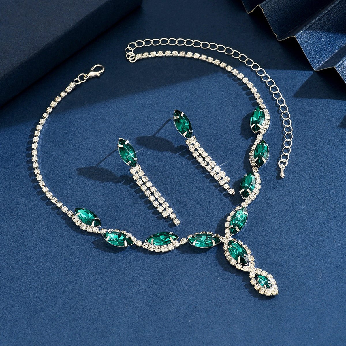 Full Diamond Rhinestone Two-piece Banquet Dress Jewelry Set