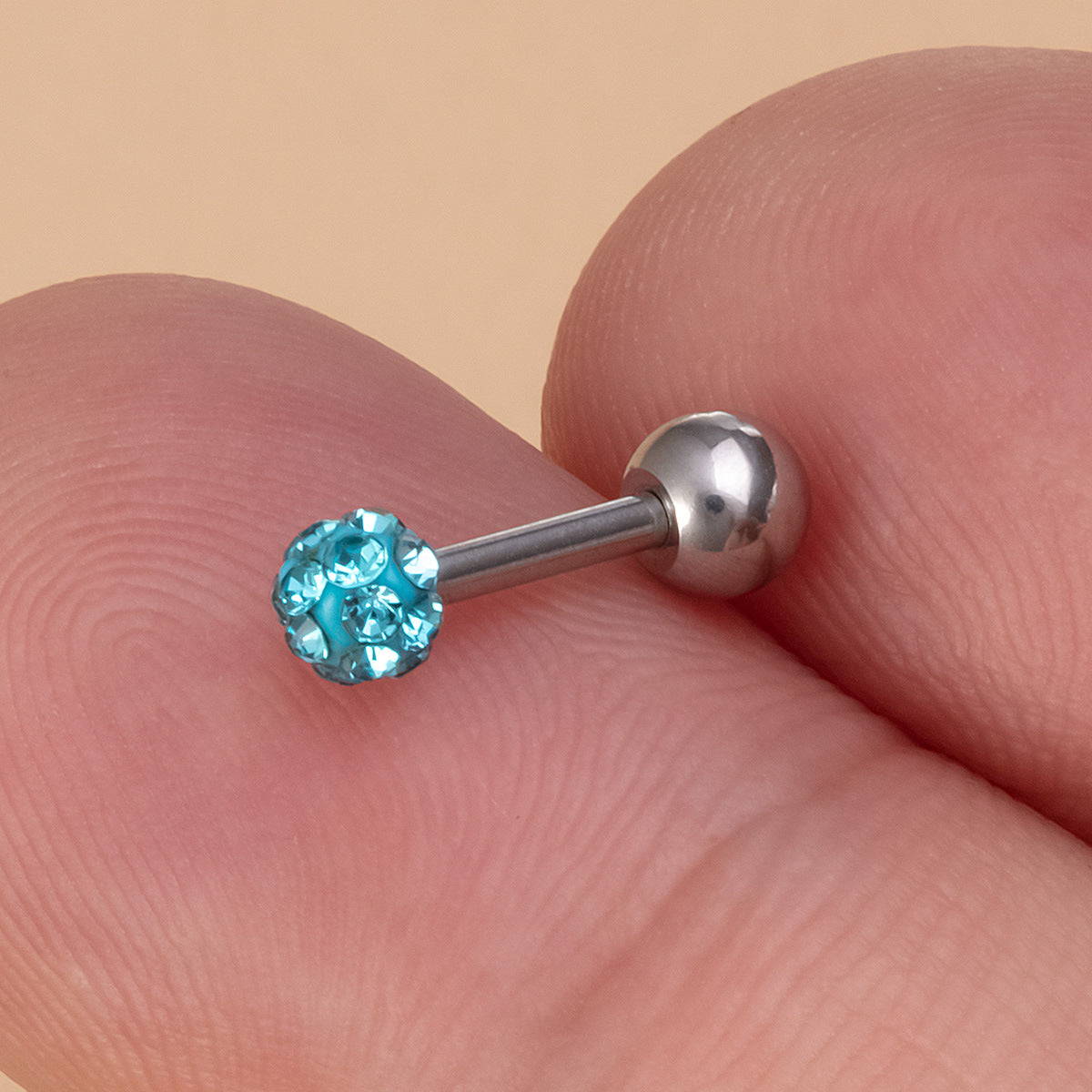 Full Diamond Color Ear Bone Piercing Ball Stud Earrings