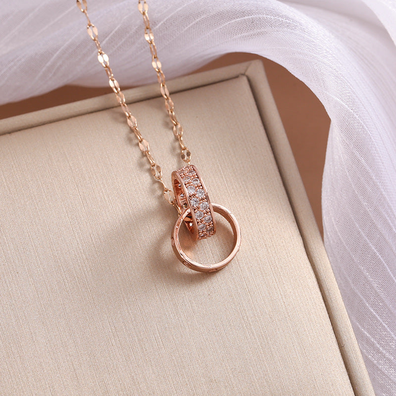 Titanium Steel Diamond Four-leaf Flower Female Necklaces