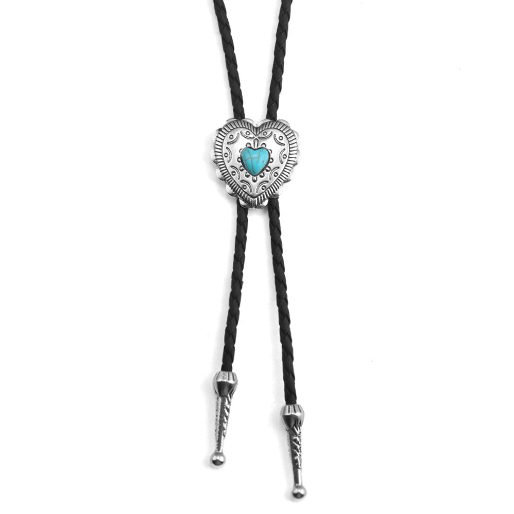 Fashion Personality Love Blue Turquoise Leather Necklaces