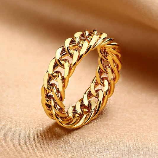 Women's Stainless Steel Chain Color Gold Fashion Rings