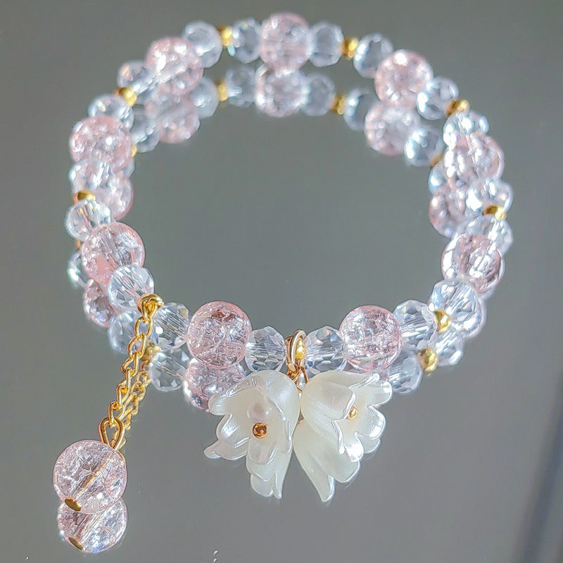 Two-color Lily Female Temperament Small Crystal Bracelet