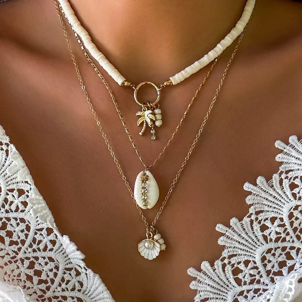 Vintage Beaded Long Twin Niche Clavicle Necklaces