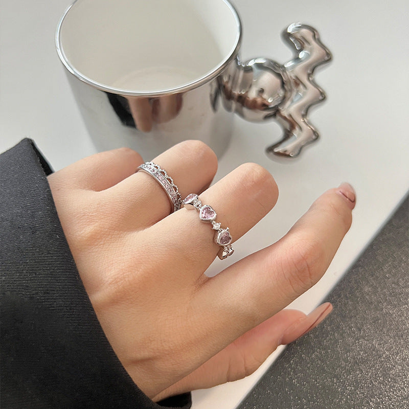 Design Sweet Cool Style Girlish Pink Love Heart-shaped Ring