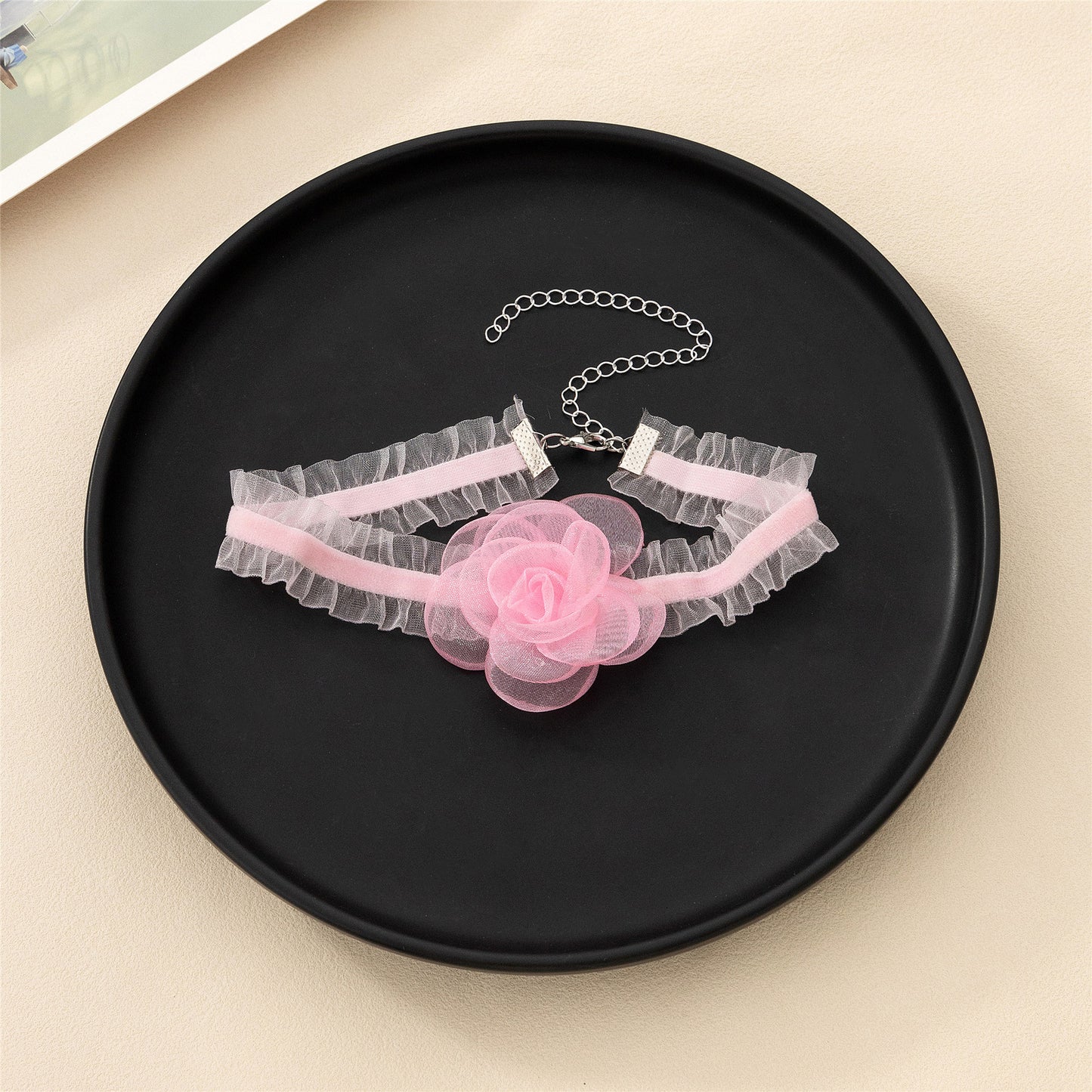 Women's Temperament Mesh Flower Bow Tie Fashion Necklaces