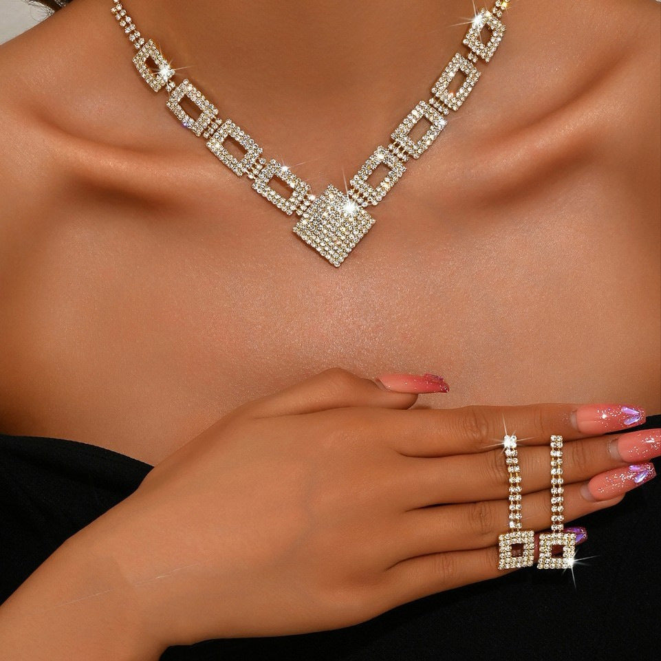 Kit Zircon Wings Water Drop Wedding Dinner Party Formal Jewelry Set