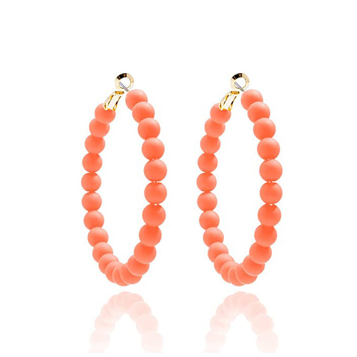 Women's Summer Colorful Acrylic Beads Round Bohemian Fashion Handmade Earrings