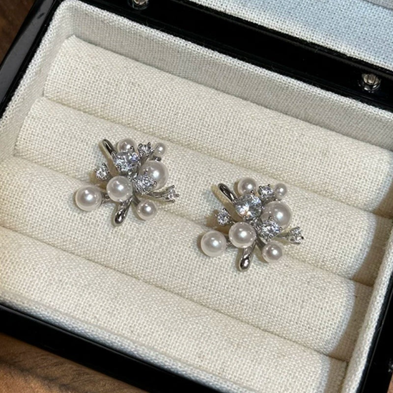 Vintage Pink Butterfly Pearl Small Delicate Stud Earrings