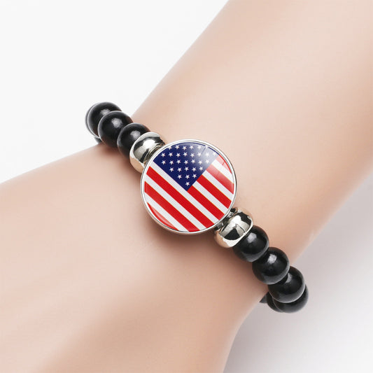 Pattern Time Stone Black Elastic String Bracelets
