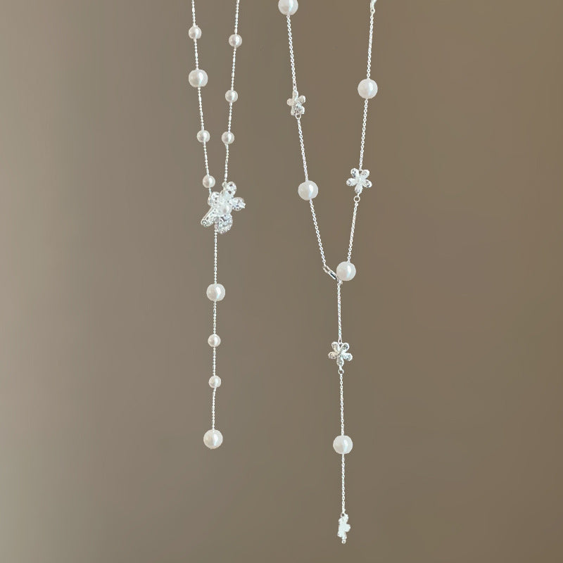 Women's Korean Style Pearl Flower Adjustable Simple Temperament Fashion Necklaces