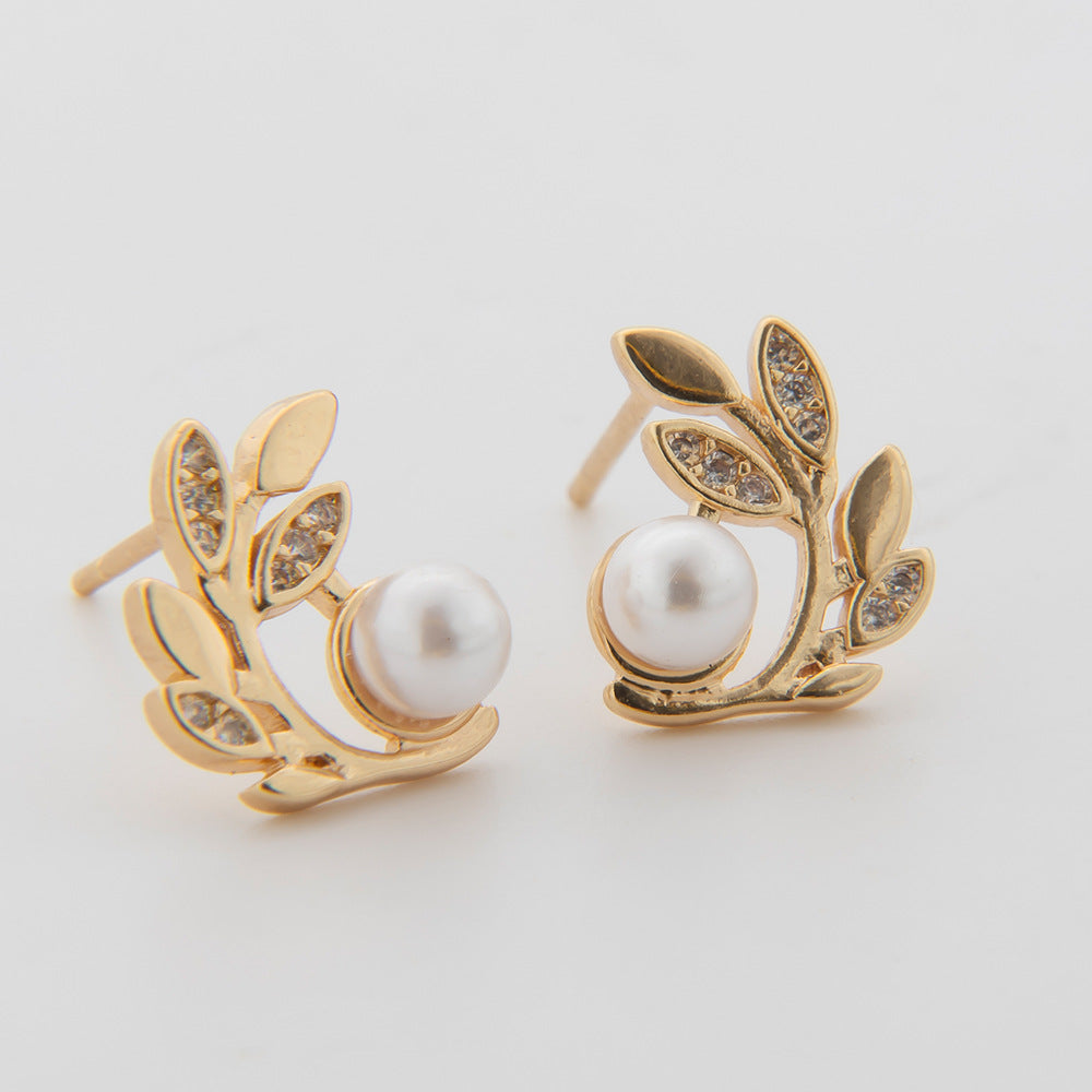 Affordable Luxury Style Zircon Leaf-shaped Simple Rings