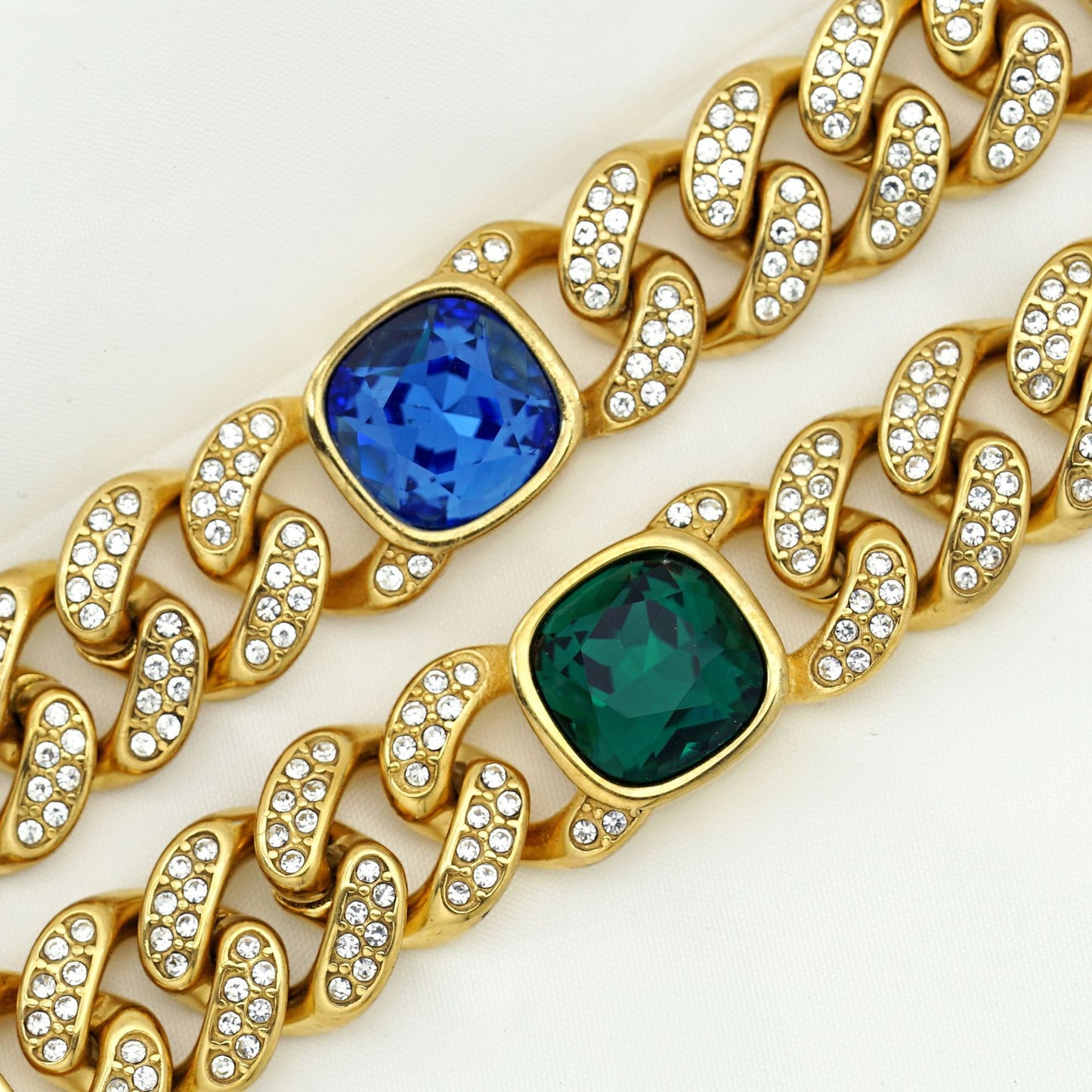 Full Diamond Color Gemstone Cuban Personality Affordable Luxury Fashion Titanium Bracelets