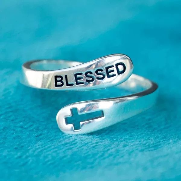 Women's Design Double Layer Letters Retro Hollow Cross Ring