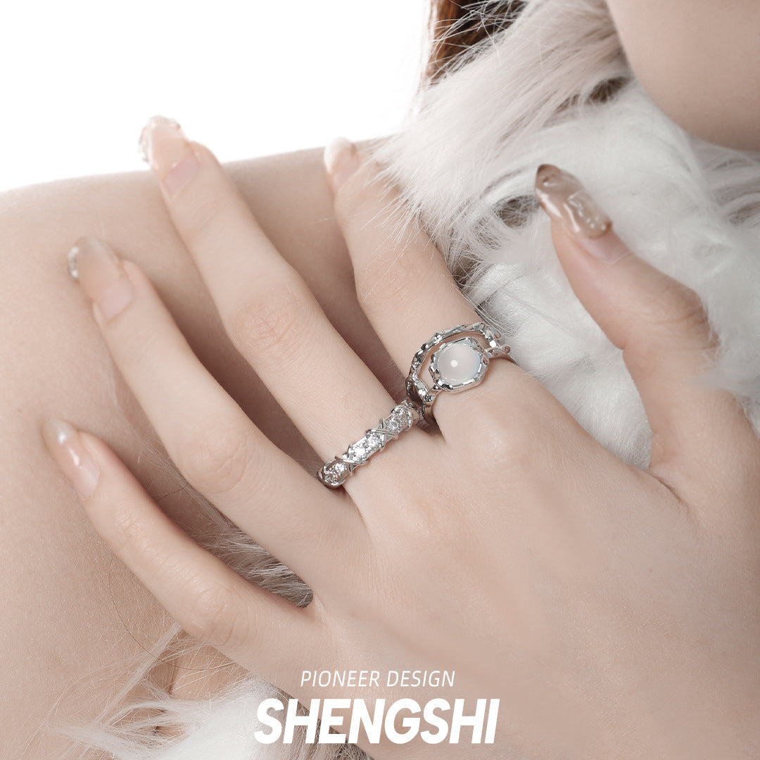 Light Luxury Inlaid Zircon Two-piece Set Rings