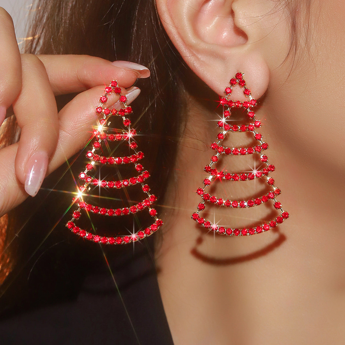 Women's Super Flash Rhinestone Long Fringe High-grade Earrings