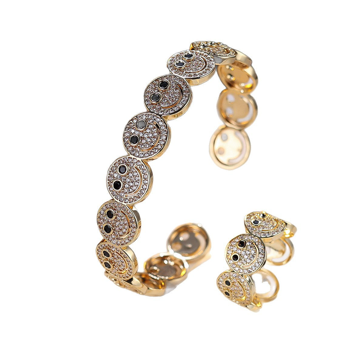 Simple Round Smiley Face Synthetic Zircon Bracelets