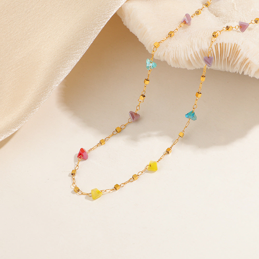 Luxury Sweet Colorful Dopamine Irregular Versatile High-grade Clavicle Bracelet