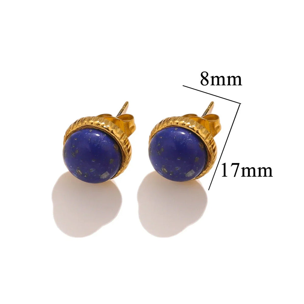 Stainless Steel Natural Stone Titanium Ear Tigereye Rings