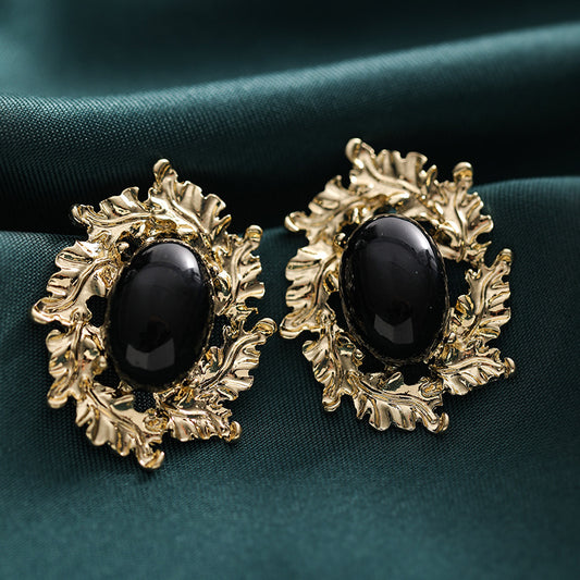 Women's French Irregular Exaggerated Metal Sier Pin Design Ear Unique Stud Earrings