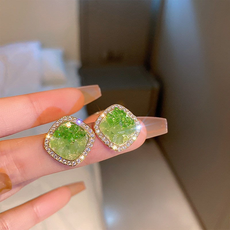 Sier Needle Zircon Geometric Flower Retro Exquisite Earrings