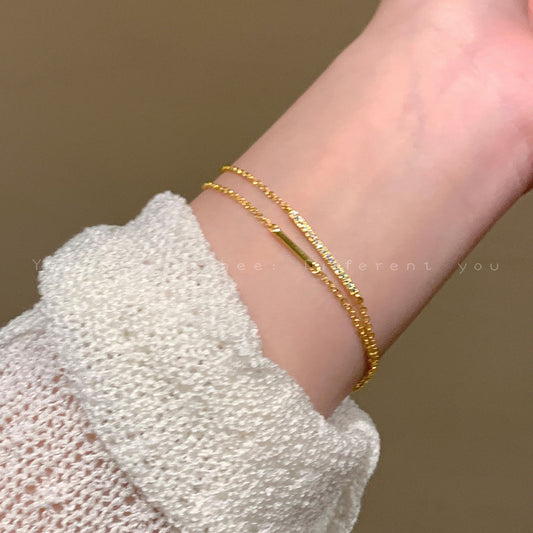 Plated Double Layer Twin Refined Zircon Bracelets
