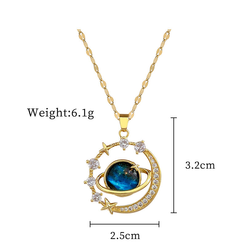 Steel Lucky Female Copper Micro Inlay Real Gold Plating Necklaces