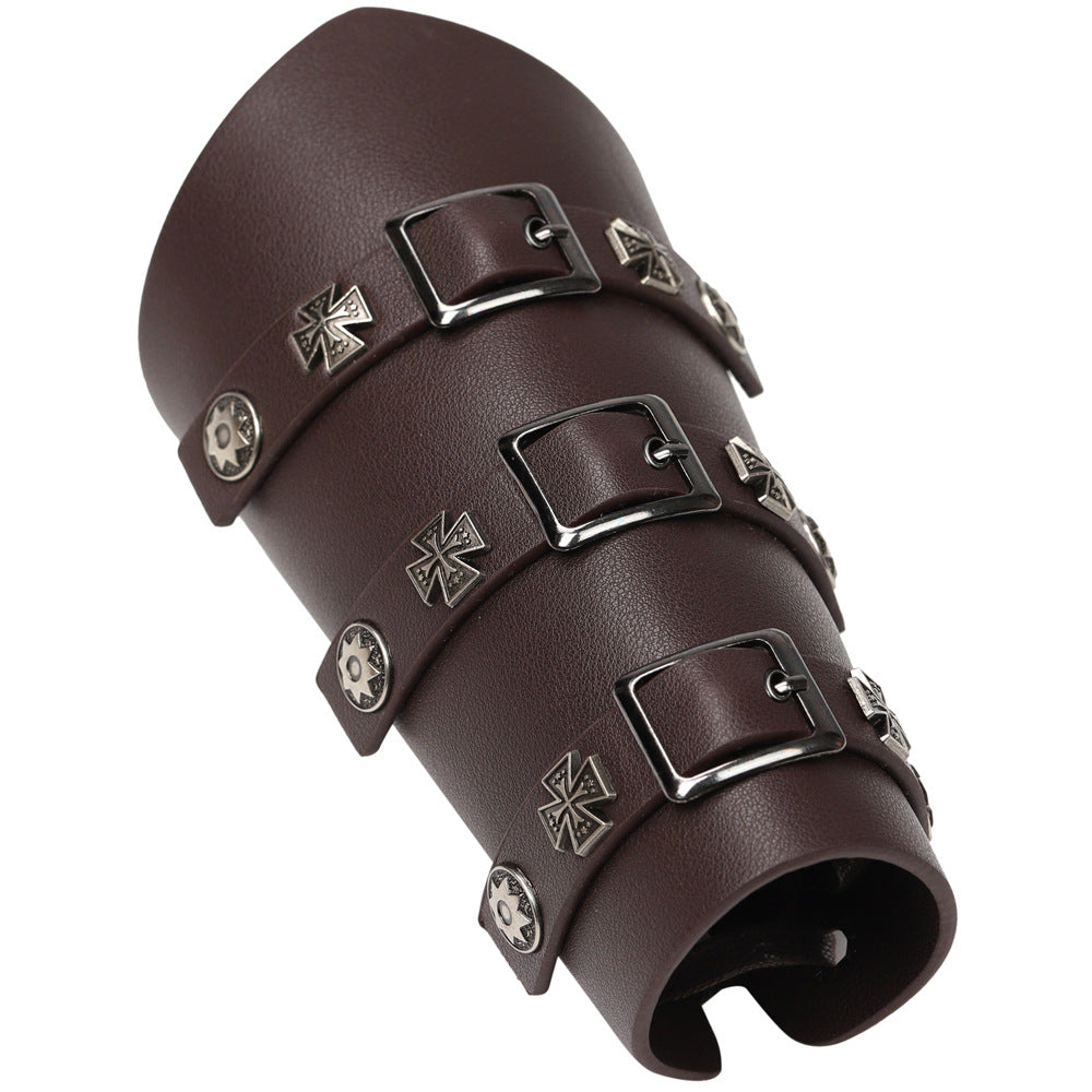 Exaggerated Personalized Leather Punk Cycling Arm Guard Medieval Knight Bracelet