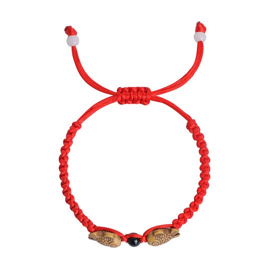 Women's & Men's Handmade Braided Red Rope Pisces Flat Knot Ornament String Bracelets