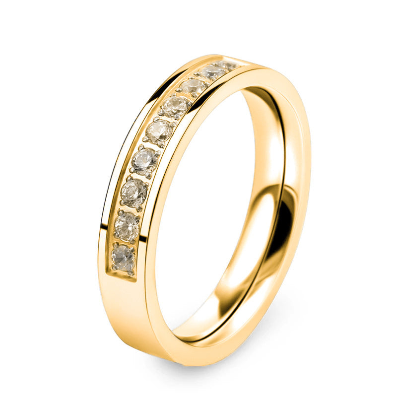 Personality Inlaid Zirconium Stainless Steel Lovers Wild Ring