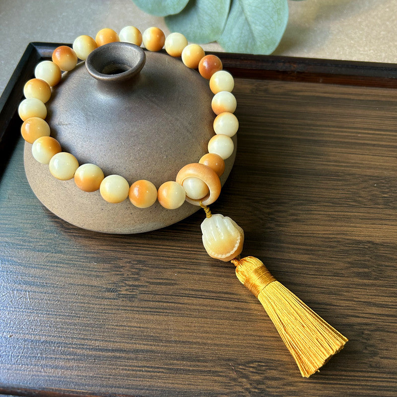 Chinese Style White Jade Bodhi Root Han Clothing Flexible Tassel Rings